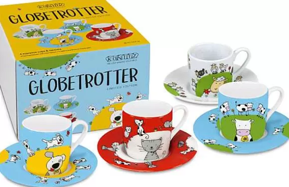 Konitz Porcelain 4Er Espresso Im Gk Globetrotter^ Black & White