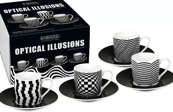 Konitz Porcelain 4Er Espresso Im Gk Optical Illusions^ Black & White