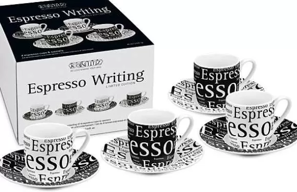 Konitz Porcelain 4Er Espresso Im Gk Writing^ Black & White