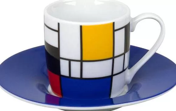 Konitz Porcelain Espressoset Hommage To Mondrian - Small Fragments^ Bauhaus