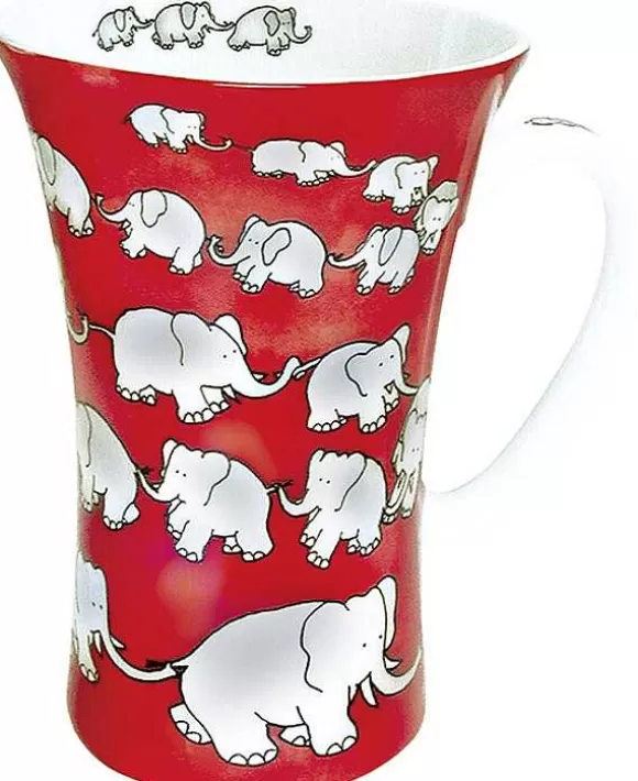 Konitz Porcelain Mega Mug Chain Of Elephants - Red^ Animals