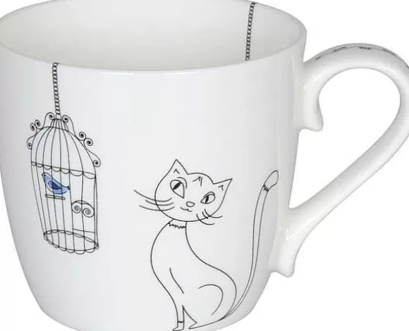 Konitz Porcelain Mug Cats And Birds^ Animals