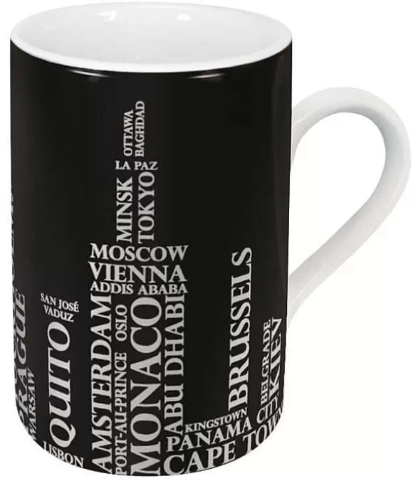 Konitz Porcelain Mug Cities On Black^ Black & White