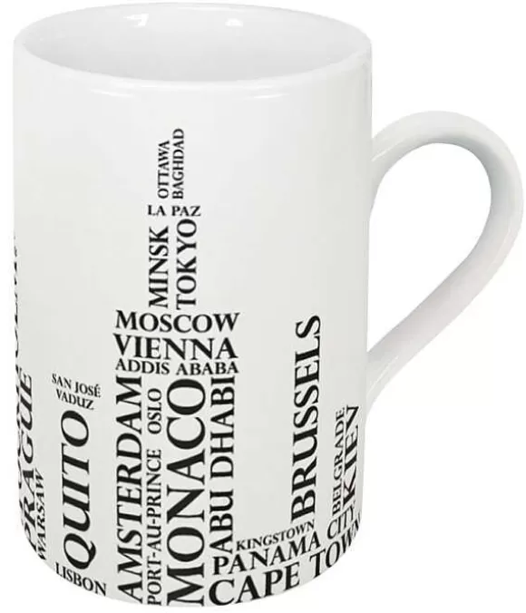 Konitz Porcelain Mug Cities On White^ Black & White