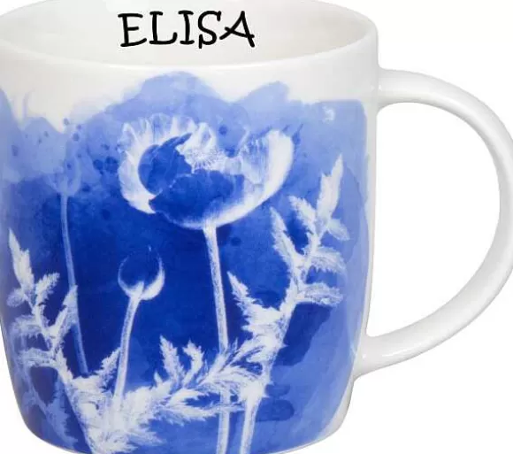 Konitz Porcelain Mug Cyan Blue Poppy + Name^ Mugs With Names