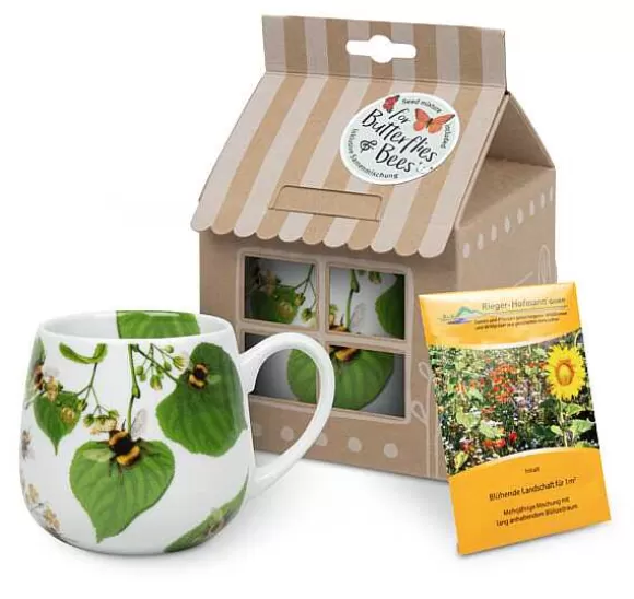 Konitz Porcelain Mug +Giftbox + Flower Seeds Bumblebees On Leave^ Animals