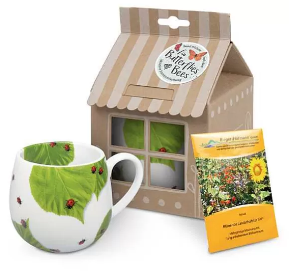 Konitz Porcelain Mug +Giftbox + Flower Seeds Ladybird On Leaves^ Animals