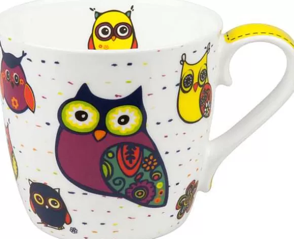 Konitz Porcelain Mug Owls - White^ Colourful Animals