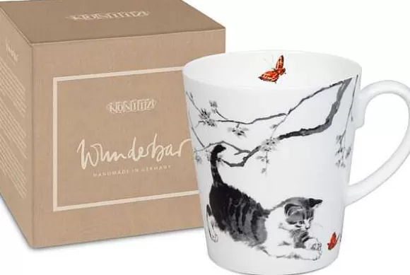 Konitz Porcelain Mug With Giftbox Cats^ Wunderbar