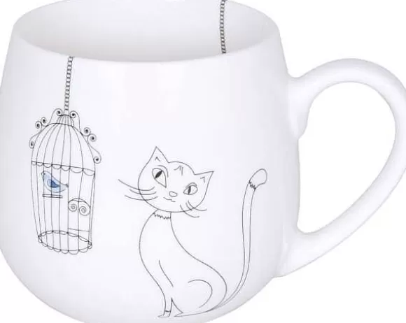 Konitz Porcelain Snuggle Mug Cats And Birds^ Animals