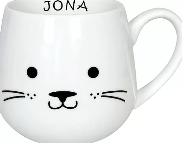 Konitz Porcelain Snuggle Mug Cuddle Animals - Cat + Name^ Animals